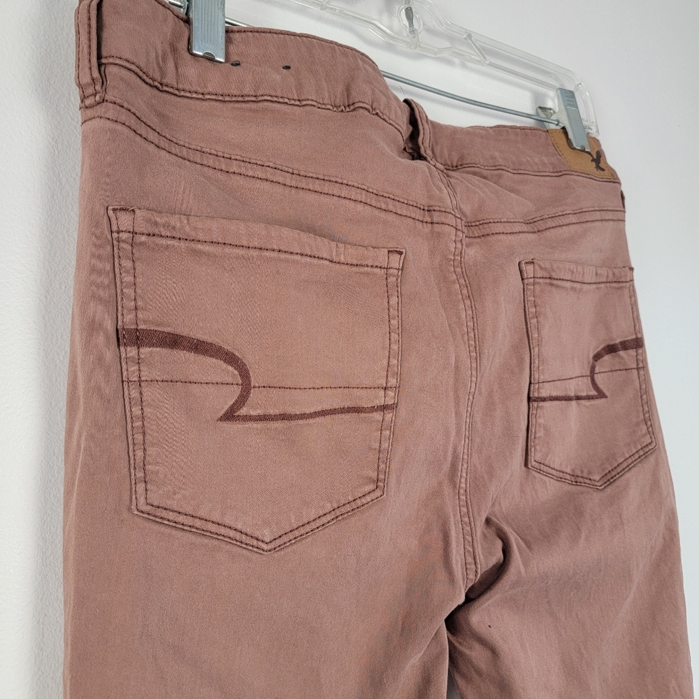 American Eagle Distressed Jeans Zipper Pockets Hi-Rise Jegging Super Stretch 10 - Picture 5 of 11